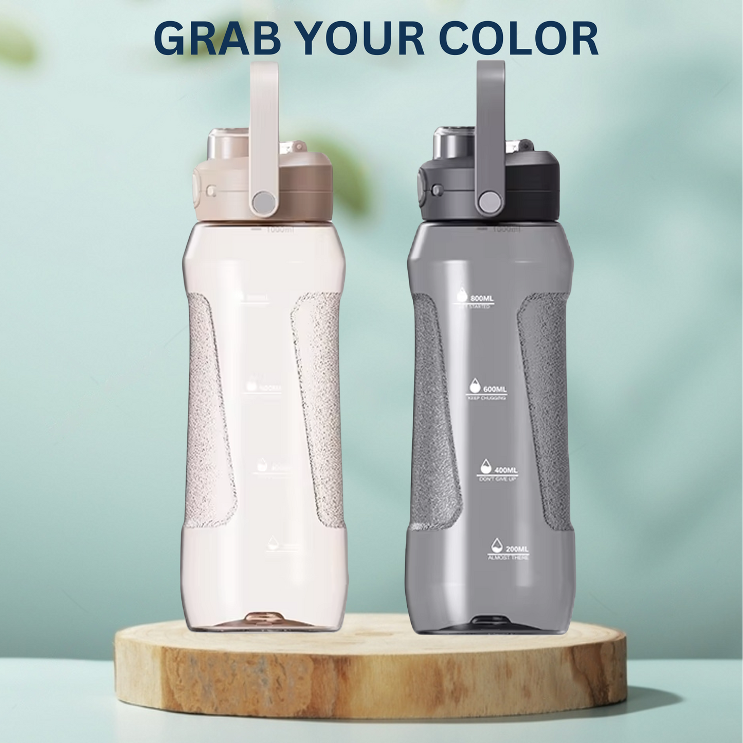 CLEARLOK Sport Grip School/Office Water Bottle - Black, 1000 ml