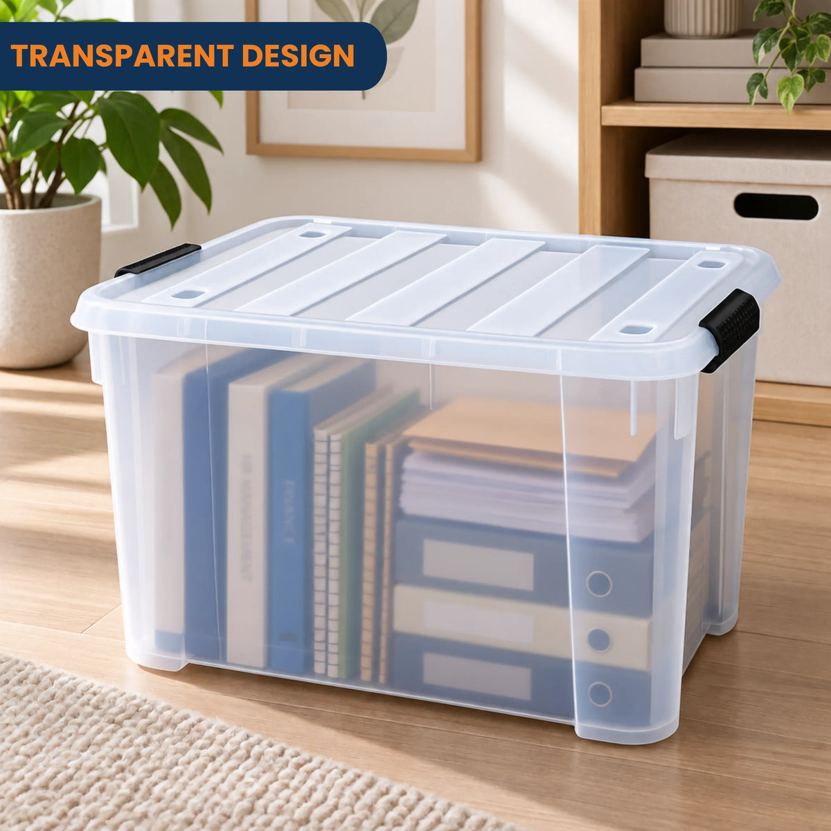 StacPro Heavy-Duty Rolling Storage Box — Clear View, Stackable, Smooth-Roll Wheels