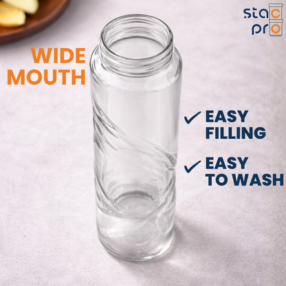 Glass Water Bottle with Steel Lid- 750ml, Hurricane
