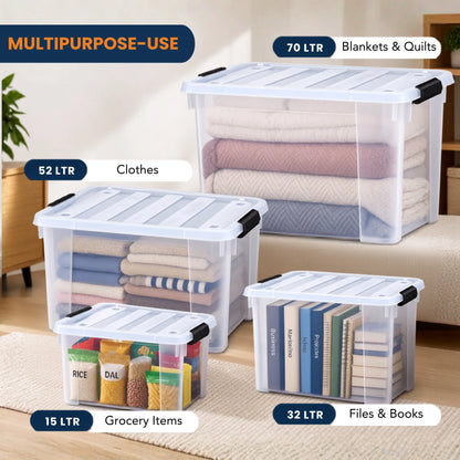 StacPro Heavy-Duty Rolling Storage Box — Clear View, Stackable, Smooth-Roll Wheels