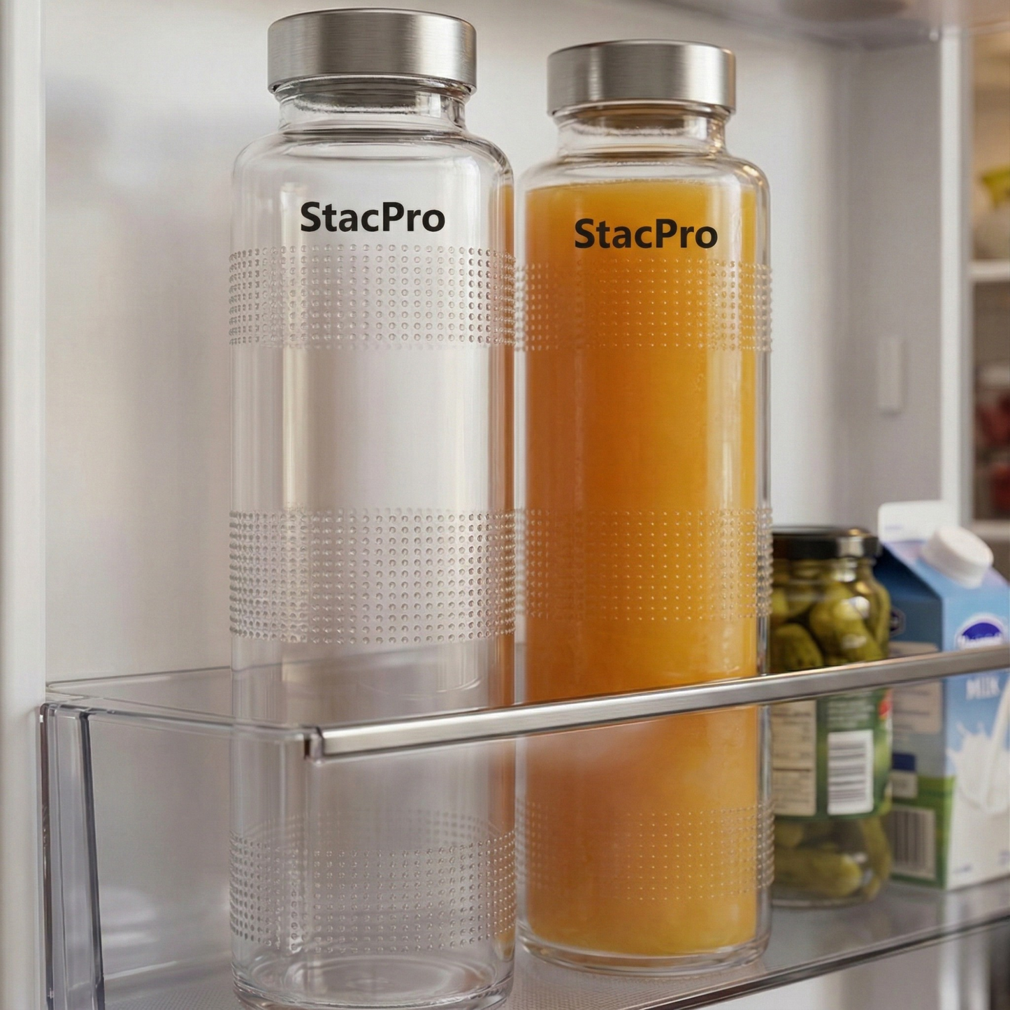 StacPro Glass Water Bottle — Texture, 750ml | BPA-Free, Leakproof | Sports & Office Hydration Bottle