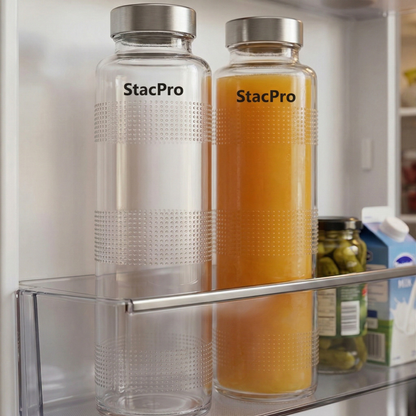 StacPro Glass Water Bottle — Texture, 750ml | BPA-Free, Leakproof | Sports & Office Hydration Bottle