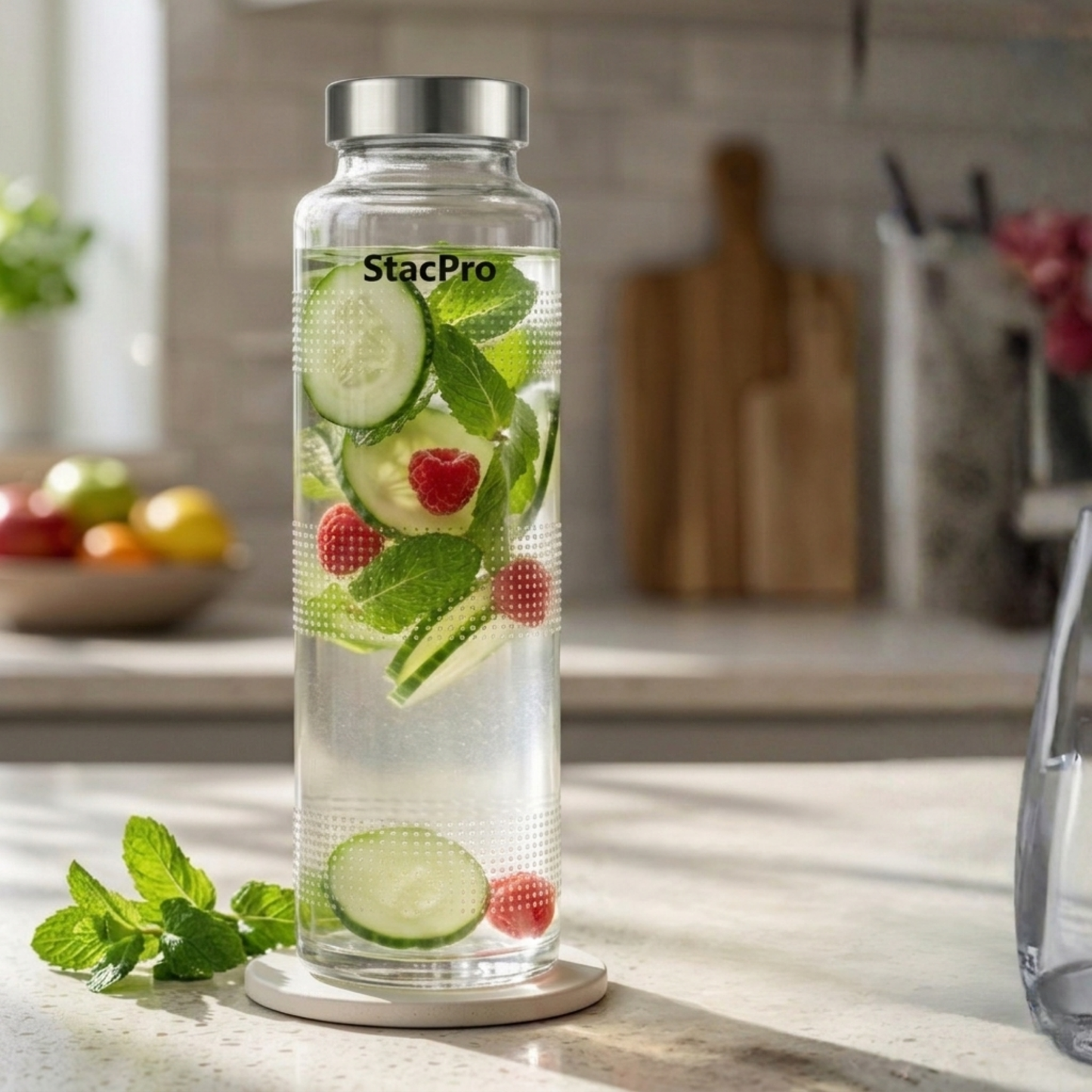 StacPro Glass Water Bottle — Texture, 750ml | BPA-Free, Leakproof | Sports & Office Hydration Bottle