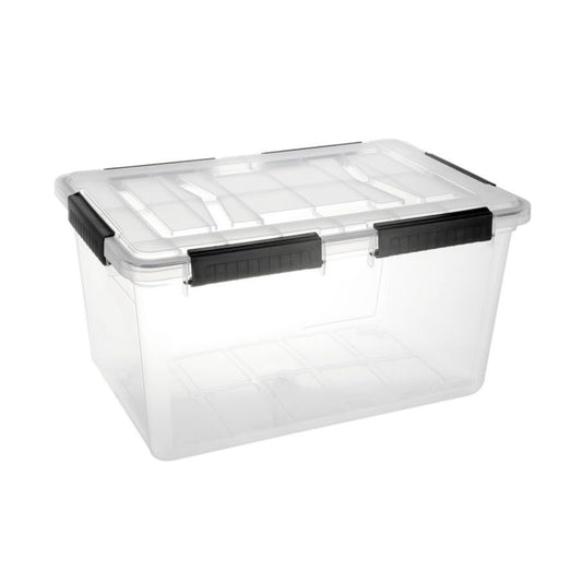 Clear Storage Box with Secure Locking Lid & Waterproof - 52ltr