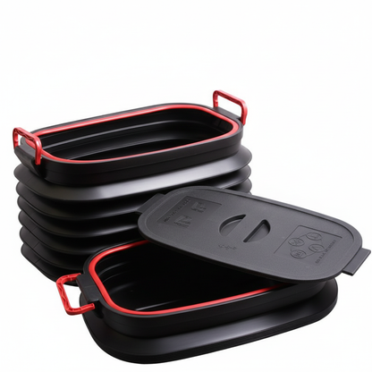 Heavy-Duty Collapsible Pop-up Utility Bin with Lids and Grip Handles