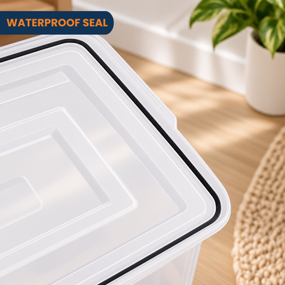 StacPro Waterproof Clear Storage Box — 52L | Secure Locking Lid, Heavy-Duty | Dustproof & Waterproof for Home, Garage & Monsoon Storage