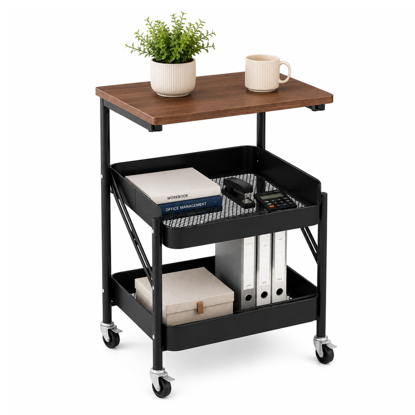 StacPro Heavy-Duty Metal Storage Rack with Wooden Top — Multipurpose Shelving | Strong, Spacious & Easy to Organise