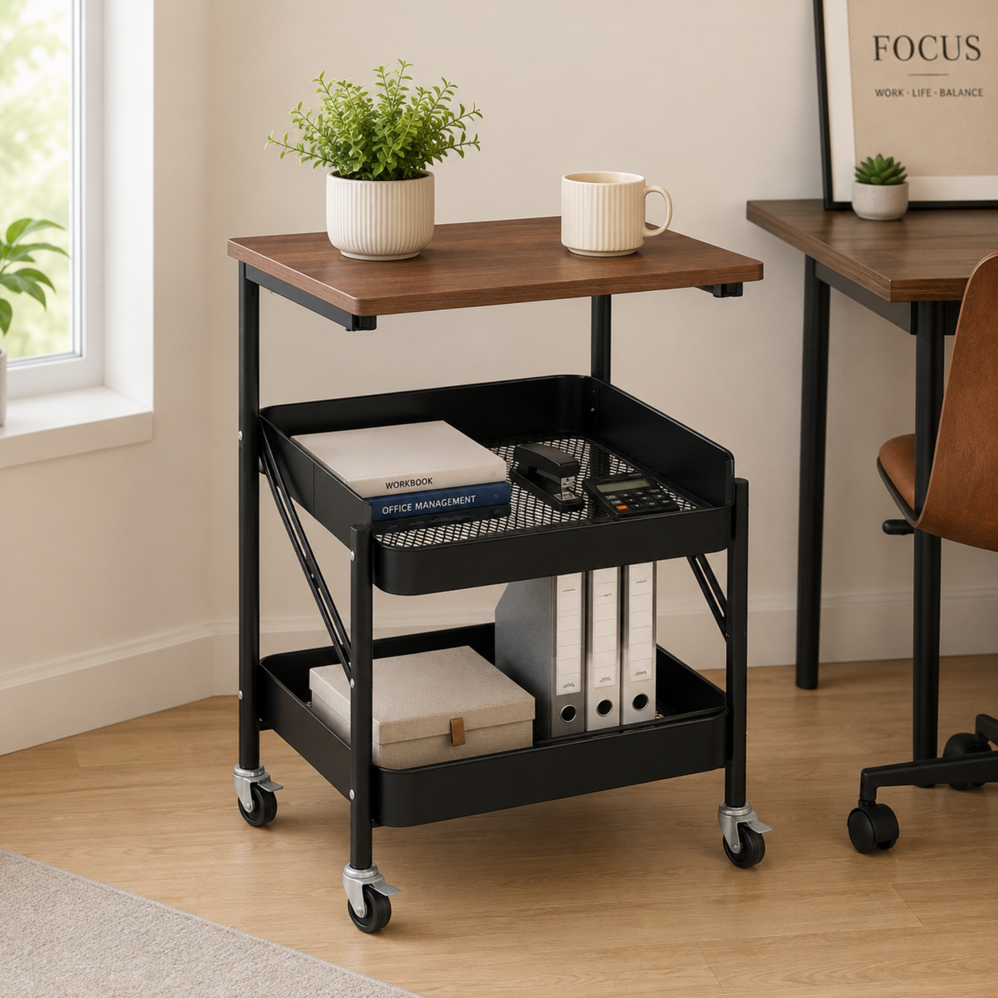 StacPro Heavy-Duty Metal Storage Rack with Wooden Top — Multipurpose Shelving | Strong, Spacious & Easy to Organise