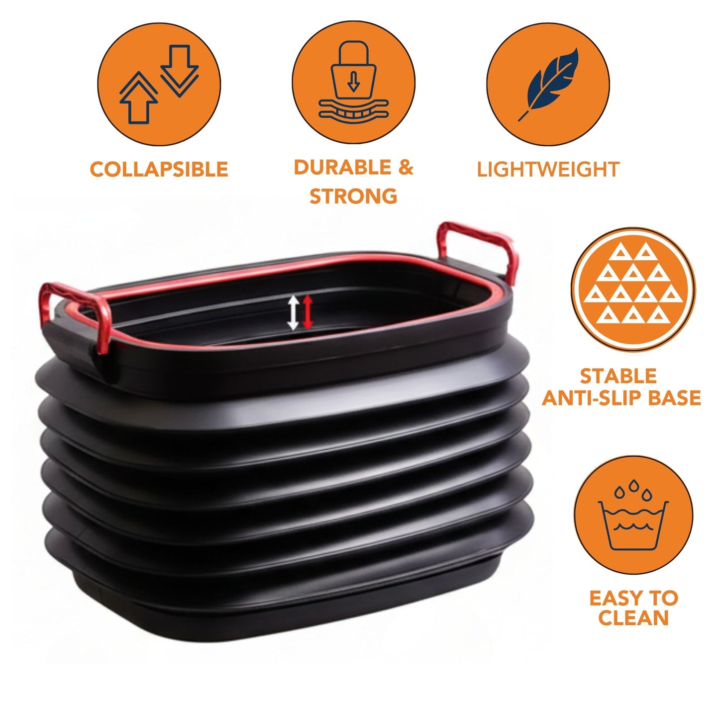 Heavy-Duty Collapsible Pop-up Utility Bin with Lids and Grip Handles