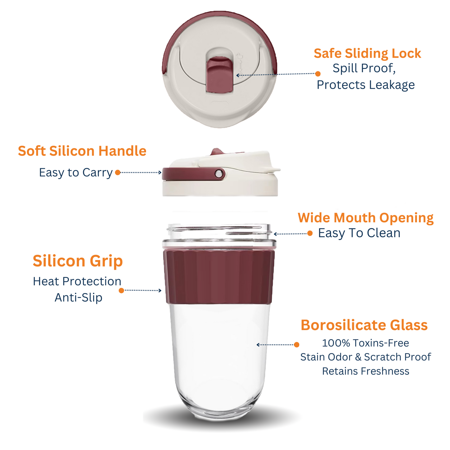SUPERB Coffee Tumbler with Stainer - 360 ml, Brownie Cake