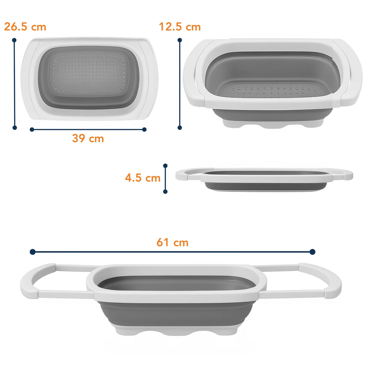 StacPro Expandable Colander Drain Basket — 7L | Collapsible, BPA-Free | For Washing Fruits, Vegetables, Rice & Pasta