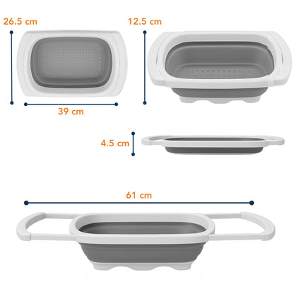 StacPro Expandable Colander Drain Basket — 7L | Collapsible, BPA-Free | For Washing Fruits, Vegetables, Rice & Pasta