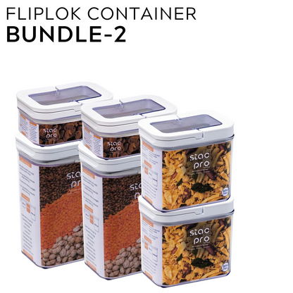 Fliplok Container Bundle (6 pcs) - 2pc-700ml, 2pc-1700ml, 2pc-2700ml