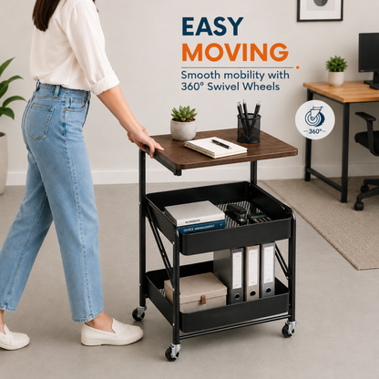 StacPro Heavy-Duty Metal Storage Rack with Wooden Top — Multipurpose Shelving | Strong, Spacious & Easy to Organise