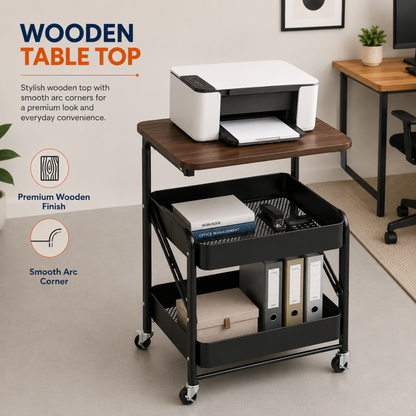 StacPro Heavy-Duty Metal Storage Rack with Wooden Top — Multipurpose Shelving | Strong, Spacious & Easy to Organise