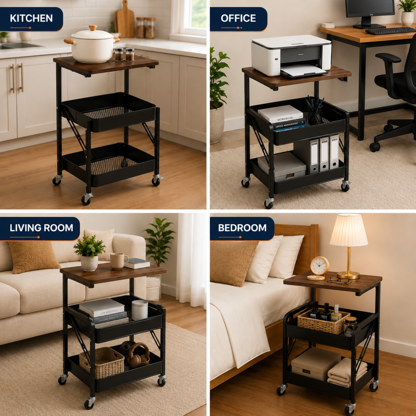 StacPro Heavy-Duty Metal Storage Rack with Wooden Top — Multipurpose Shelving | Strong, Spacious & Easy to Organise
