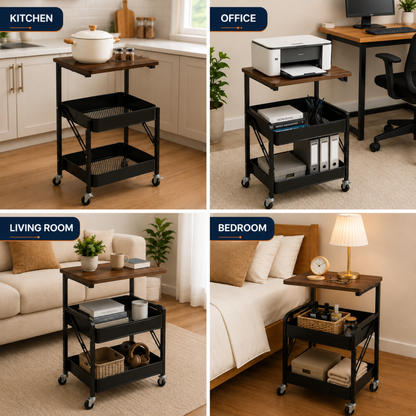 StacPro Heavy-Duty Metal Storage Rack with Wooden Top — Multipurpose Shelving | Strong, Spacious & Easy to Organise