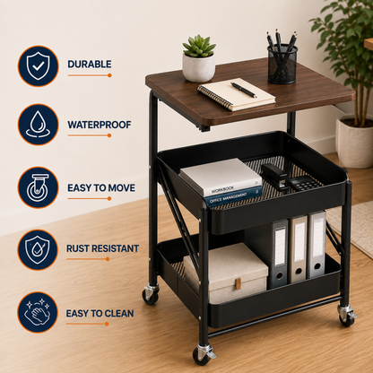 StacPro Heavy-Duty Metal Storage Rack with Wooden Top — Multipurpose Shelving | Strong, Spacious & Easy to Organise