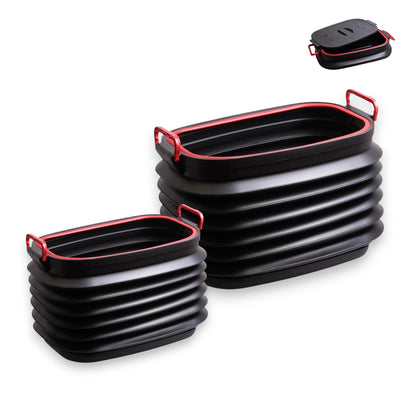 Collapsible Pop-up Utility Bin with Lids and Handles - Combo- 37 & 60 Litres