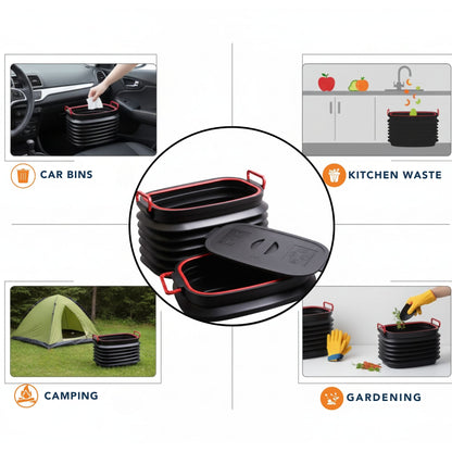 Heavy-Duty Collapsible Pop-up Utility Bin with Lids and Grip Handles