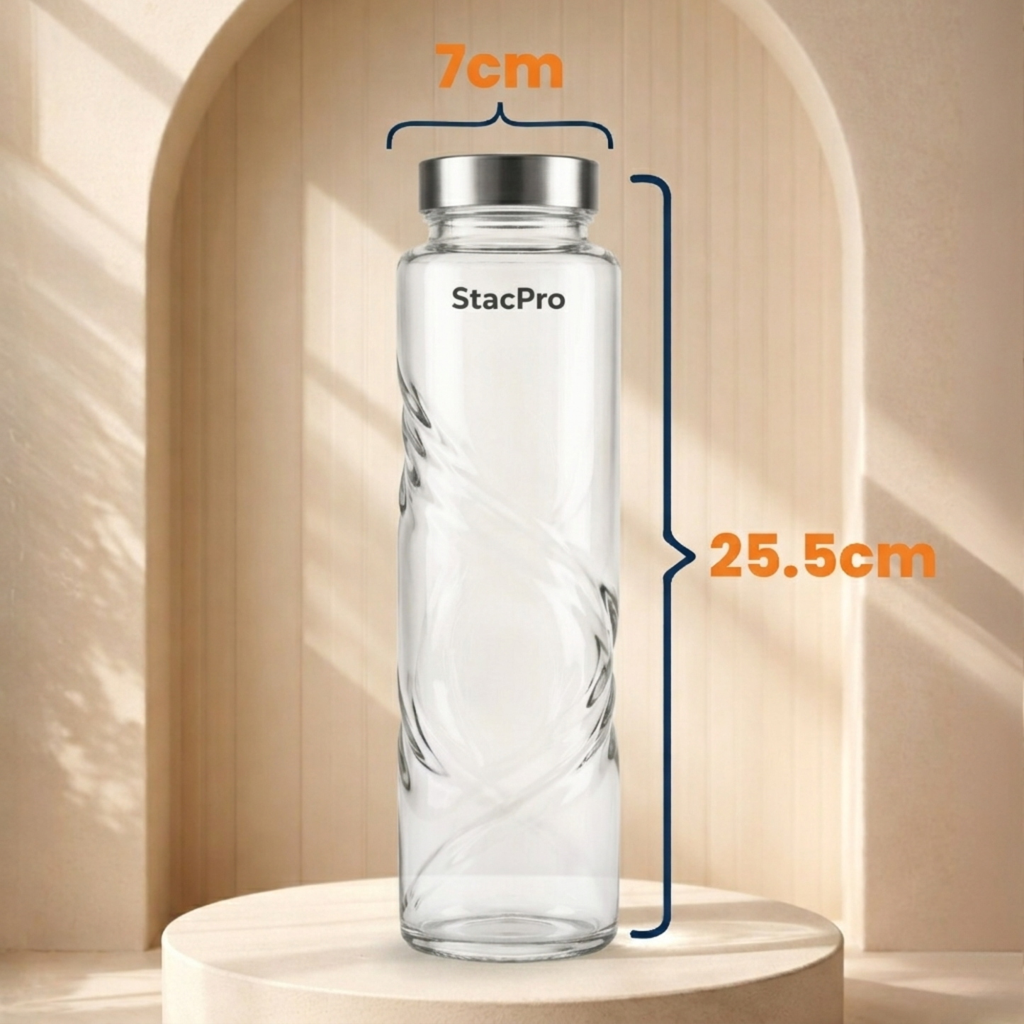 Glass Water Bottle with Steel Lid- 750ml, Hurricane