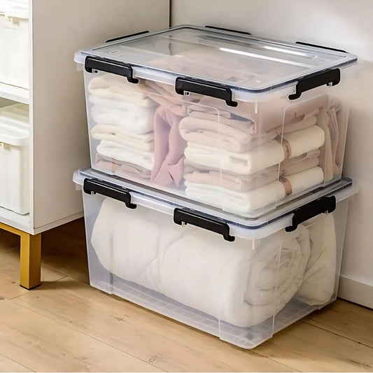 Clear Storage Box with Secure Locking Lid & Waterproof - 52ltr