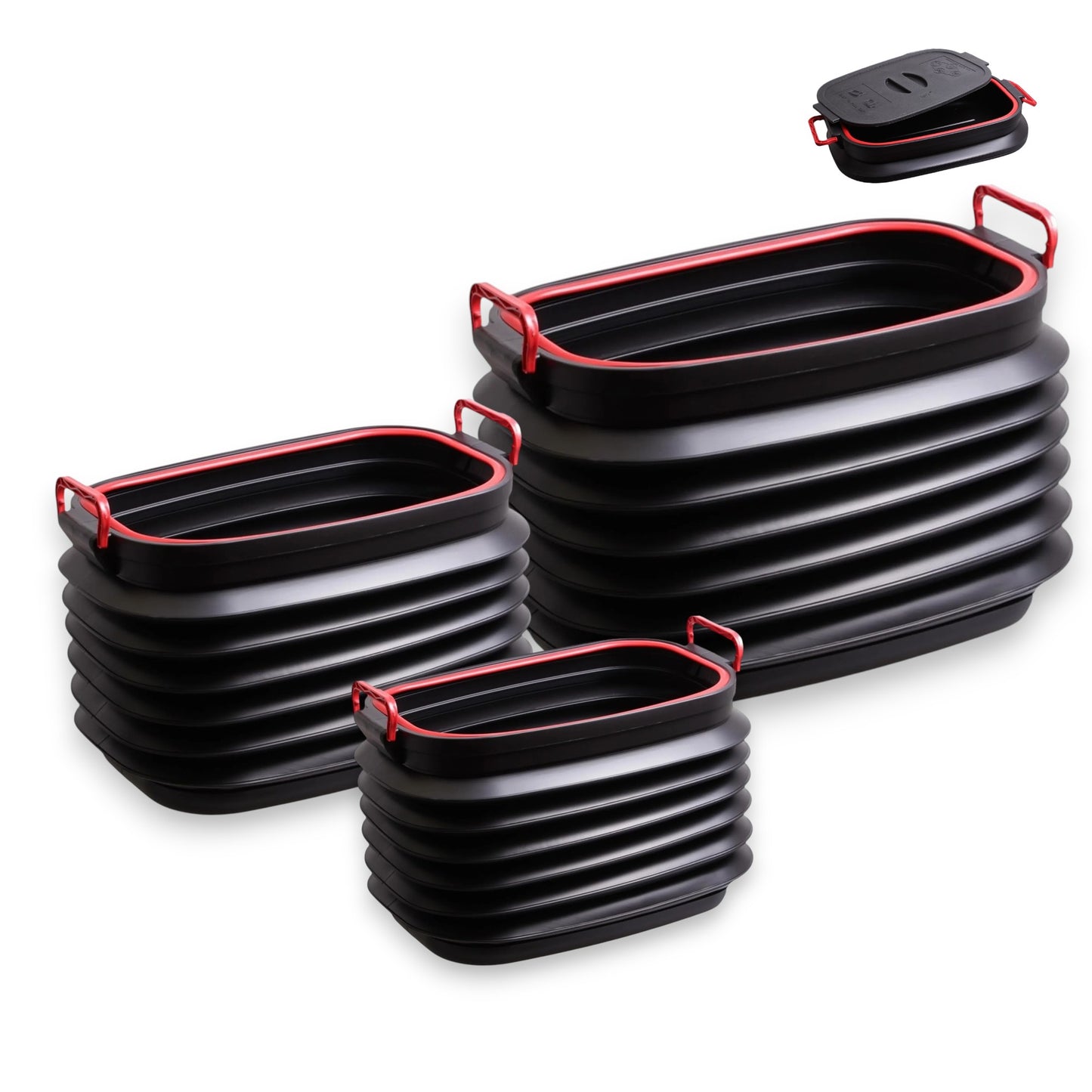 Collapsible Pop-up Utility Bin with Lids and Handles - Combo- 18, 37 & 60  Litres