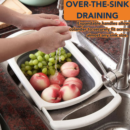 StacPro Expandable Colander Drain Basket — 7L | Collapsible, BPA-Free | For Washing Fruits, Vegetables, Rice & Pasta