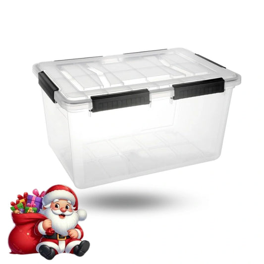 Clear Storage Box with Secure Locking Lid & Waterproof - 52ltr