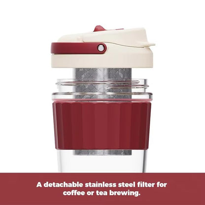 SUPERB Coffee Tumbler with Stainer - 360 ml, Brownie Cake