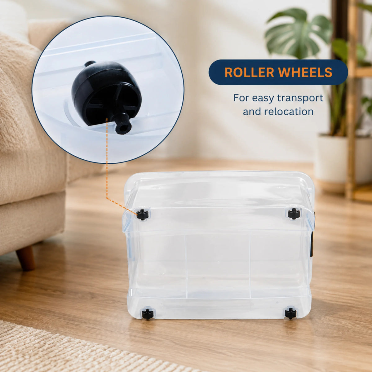 StacPro Heavy-Duty Rolling Storage Box — Clear View, Stackable, Smooth-Roll Wheels
