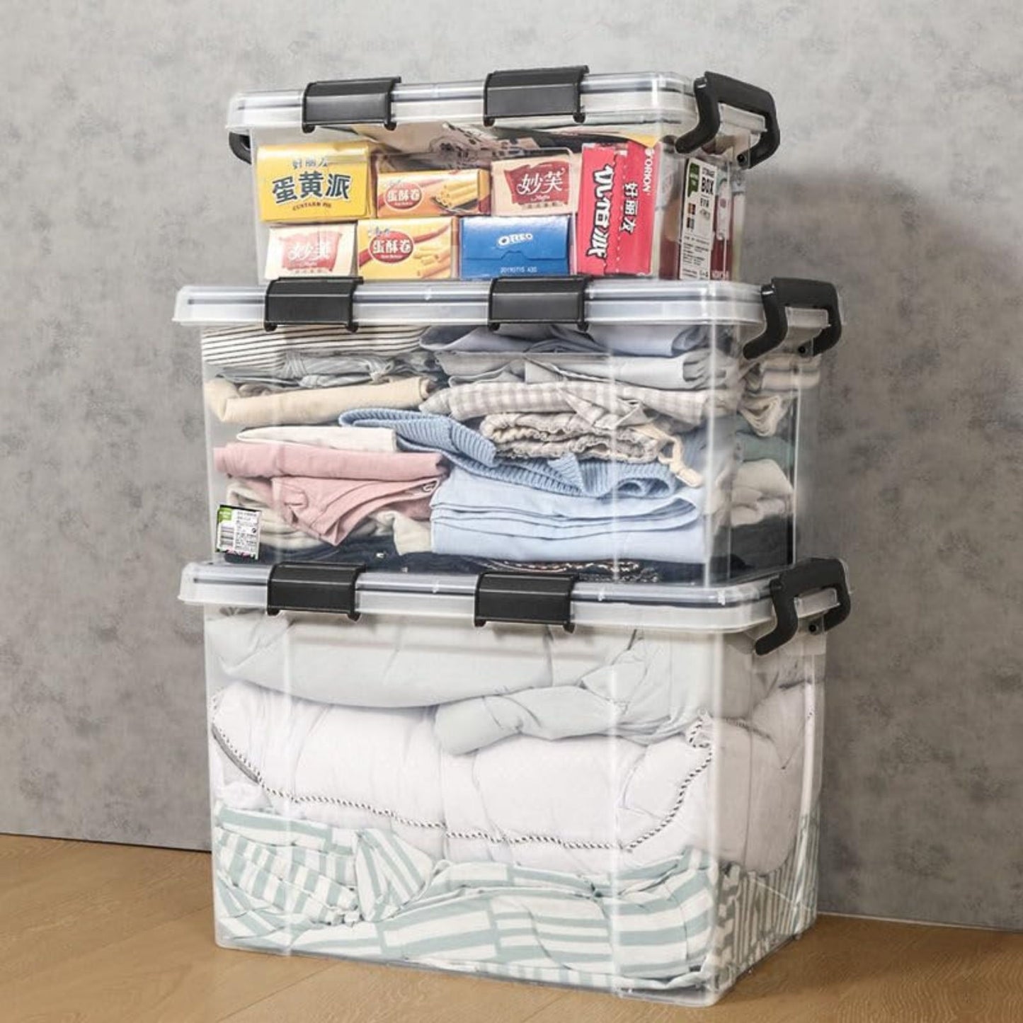 Clear Storage Box with Secure Locking Lid & Waterproof - 52ltr