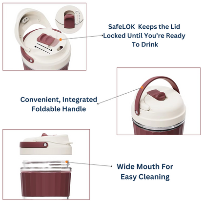 SUPERB Coffee Tumbler with Stainer - 360 ml, Brownie Cake