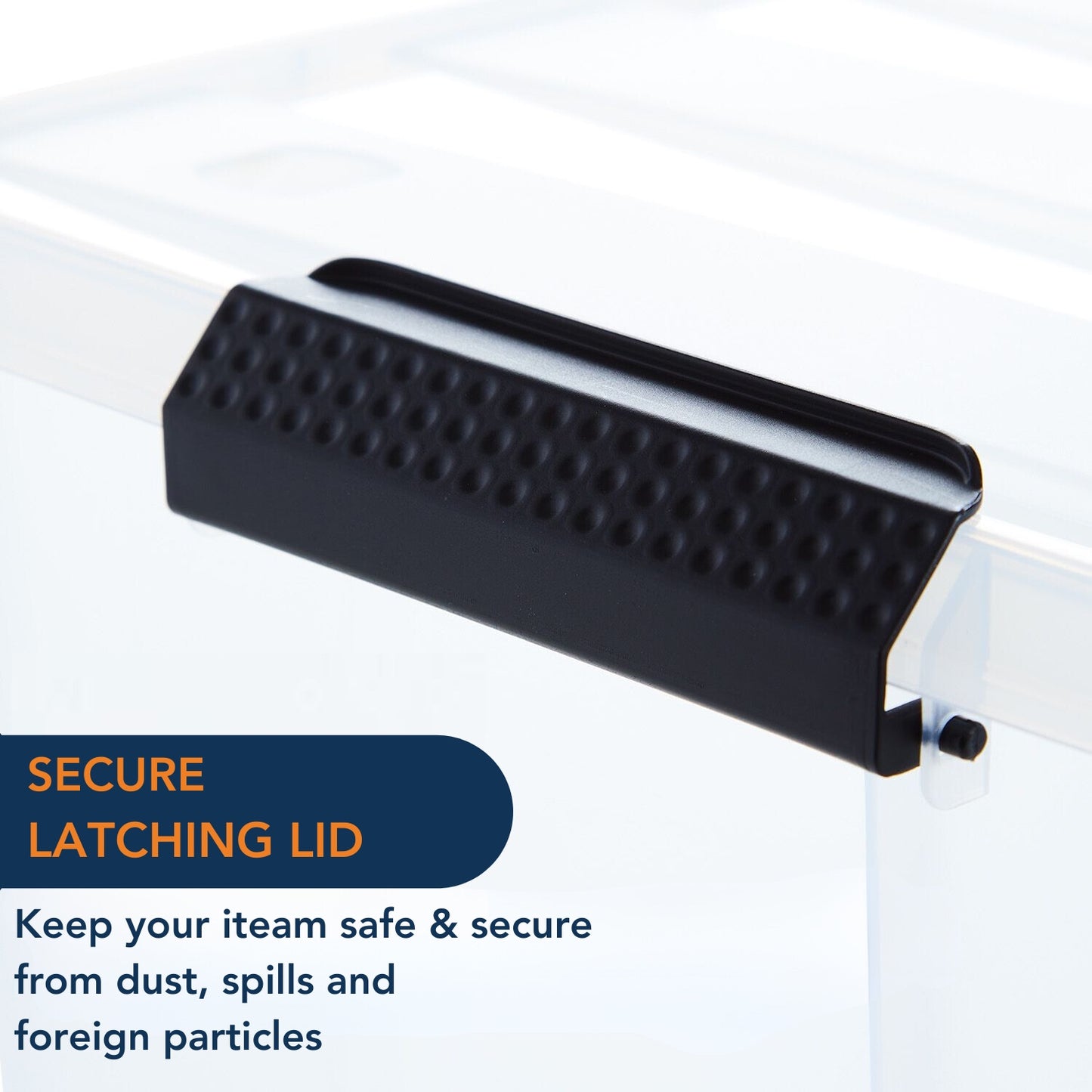 Clear Storage Box with Secure Locking Lid & Waterproof - 52ltr
