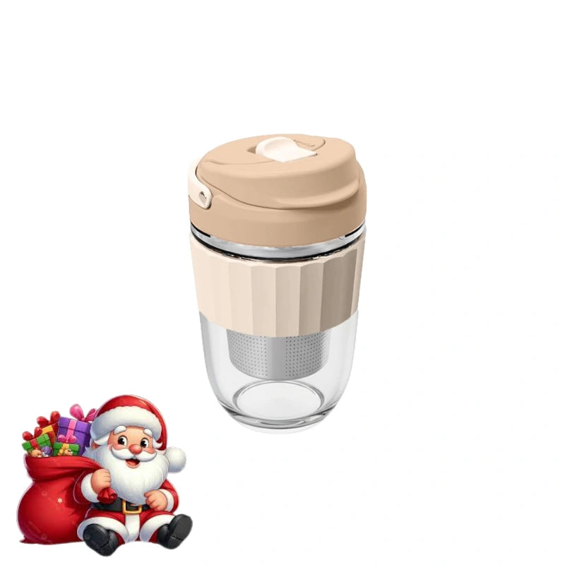 Glass Coffee Tumbler with Strainer / Travel Coffee Mug with Strainer