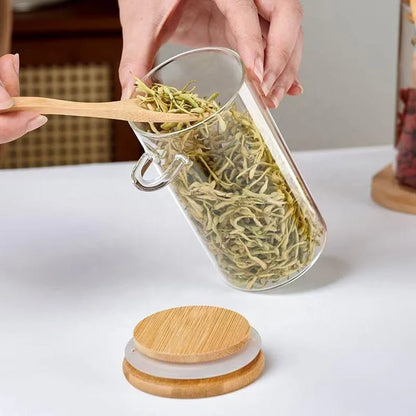 StacPro Airtight Round Glass Spice Jar with Bamboo Lid & Spoon – 350ml | Moisture-Proof, Stackable