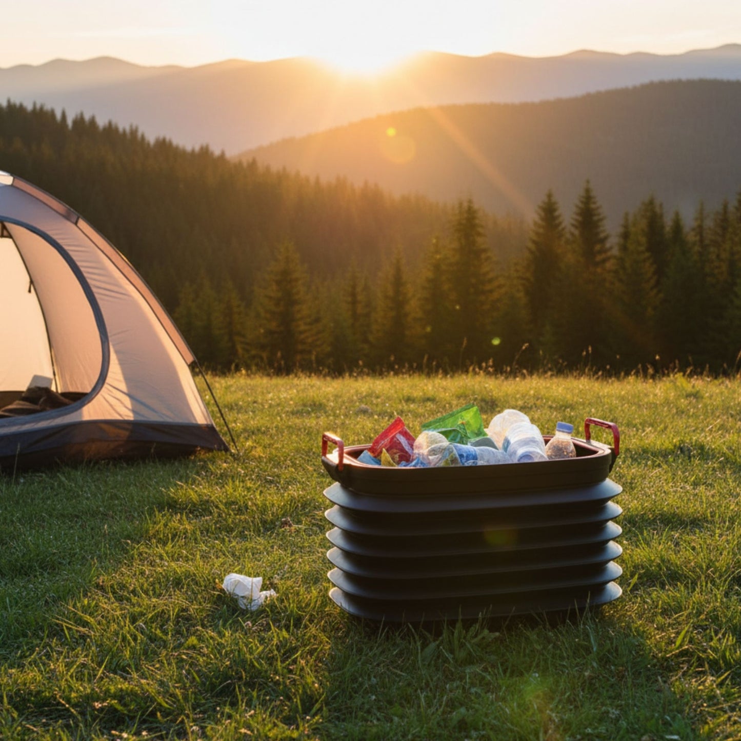 Heavy-Duty Collapsible Pop-up Utility Bin with Lids and Grip Handles
