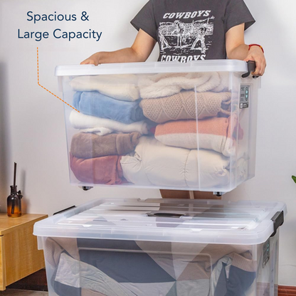 Rolling Storage Box with Lid and Wheels- Extra Large, 70 LITRE