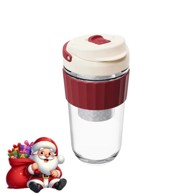 Glass Coffee Tumbler with Strainer / Travel Coffee Mug with Strainer
