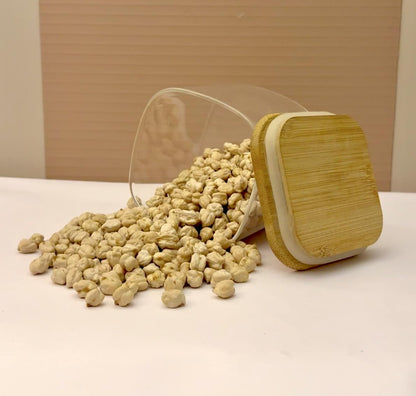 Square Airtight Glass Spice Jar with Bamboo Lid – 220ml