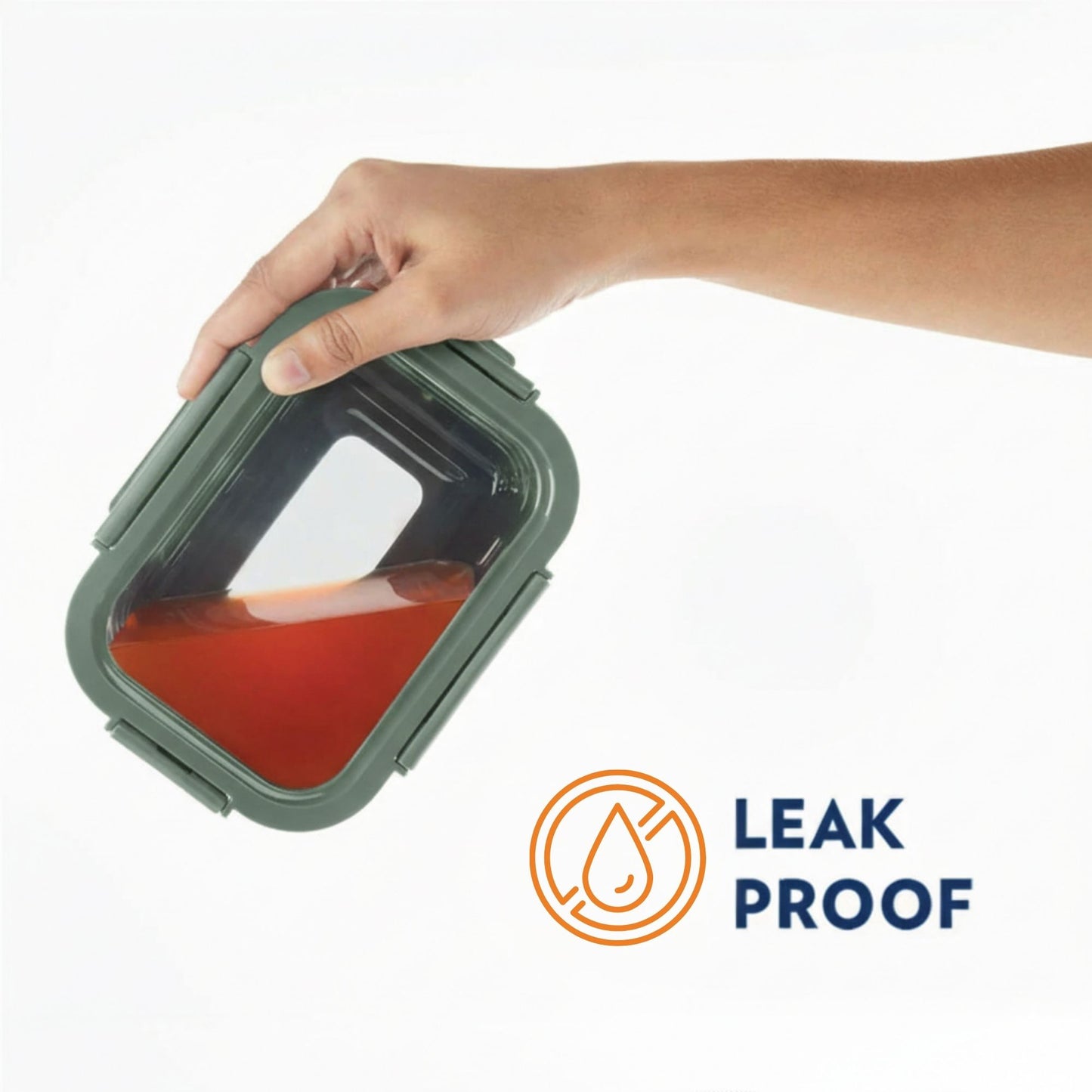 StacPro Griplok Borosilicate Glass Lunch Box – Forest Green | Leakproof Lid & Silicone Sleeve