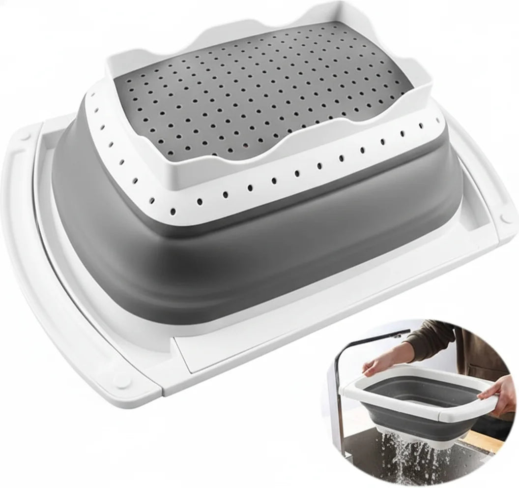 StacPro Expandable Colander Drain Basket — 7L | Collapsible, BPA-Free | For Washing Fruits, Vegetables, Rice & Pasta