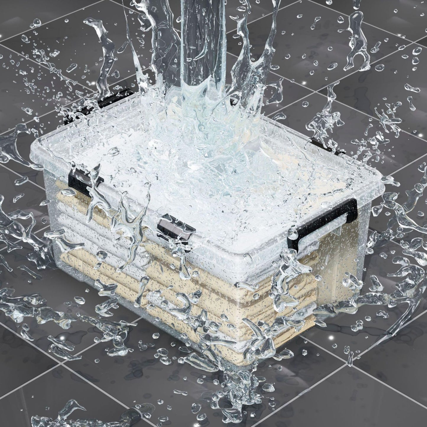 Clear Storage Box with Secure Locking Lid & Waterproof - 52ltr