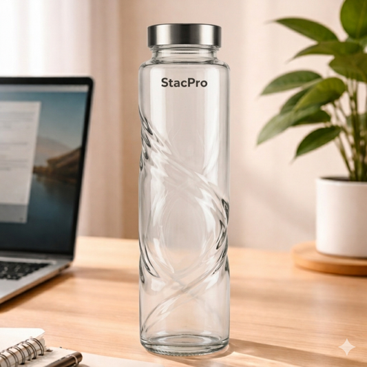 Glass Water Bottle with Steel Lid- 750ml, Hurricane