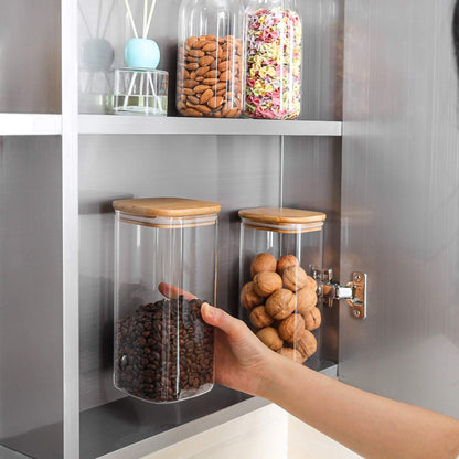 Square Airtight Glass Spice Jar with Bamboo Lid – 1500ml