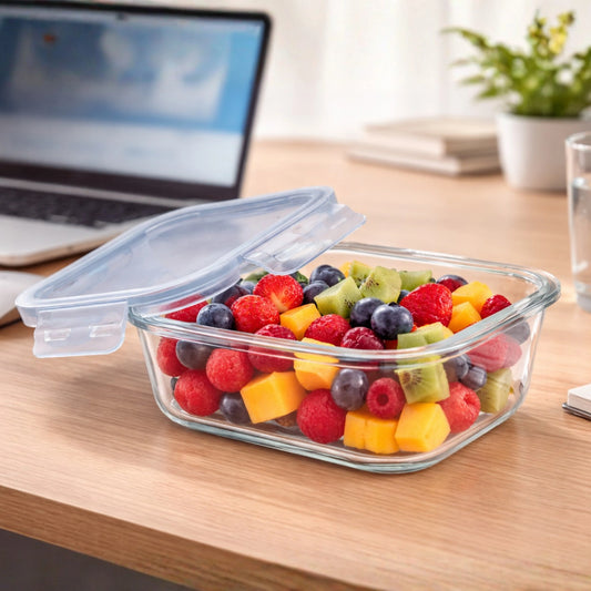 Borosilicate Glass Lunch Box with Leak-Proof Lid (Single Compartment)