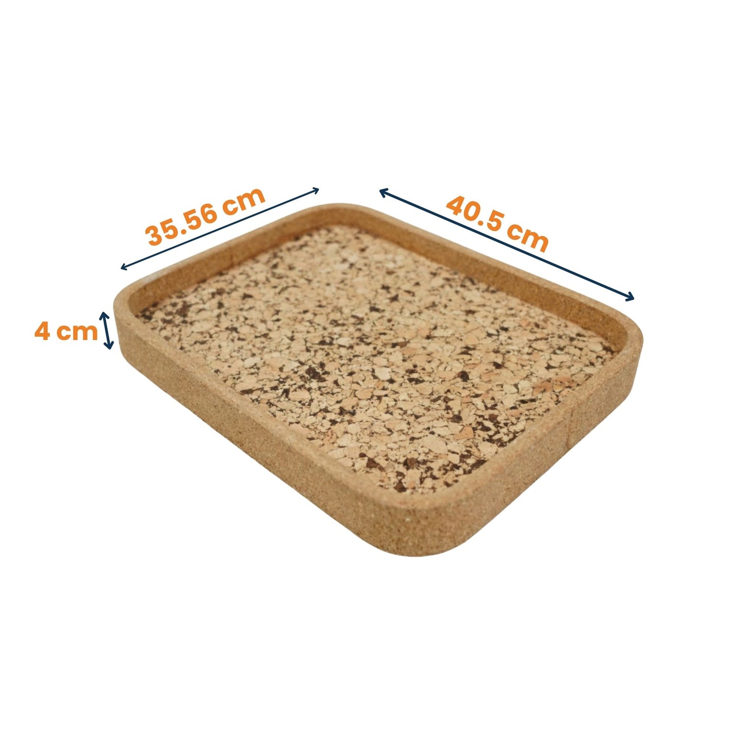 Cork Rectangular Round Edges Serving Tray