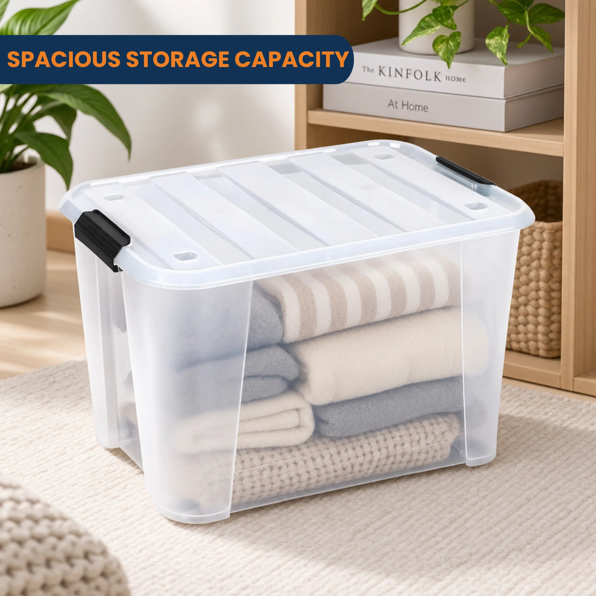 StacPro Heavy-Duty Rolling Storage Box — Clear View, Stackable, Smooth-Roll Wheels