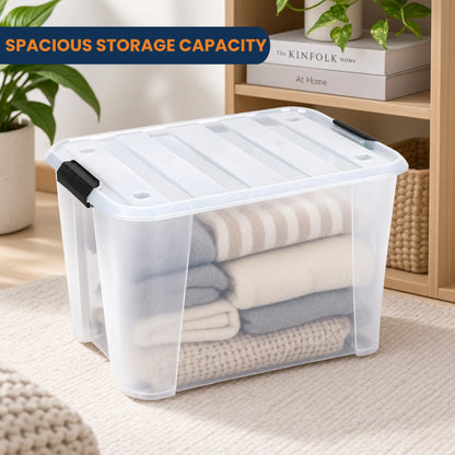 StacPro Heavy-Duty Rolling Storage Box — Clear View, Stackable, Smooth-Roll Wheels