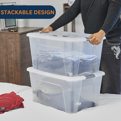 Rolling Storage Box with Lid and Wheels- Extra Large, 70 LITRE
